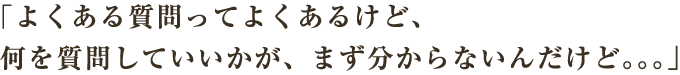 「よくある質問ってよくあるけど、何を質問していいかが、まず分からないんだけど。。。」